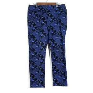 Soft Surroundings Ponte Knit Pull On Pants Womens Sz XL Blue Floral Stretch